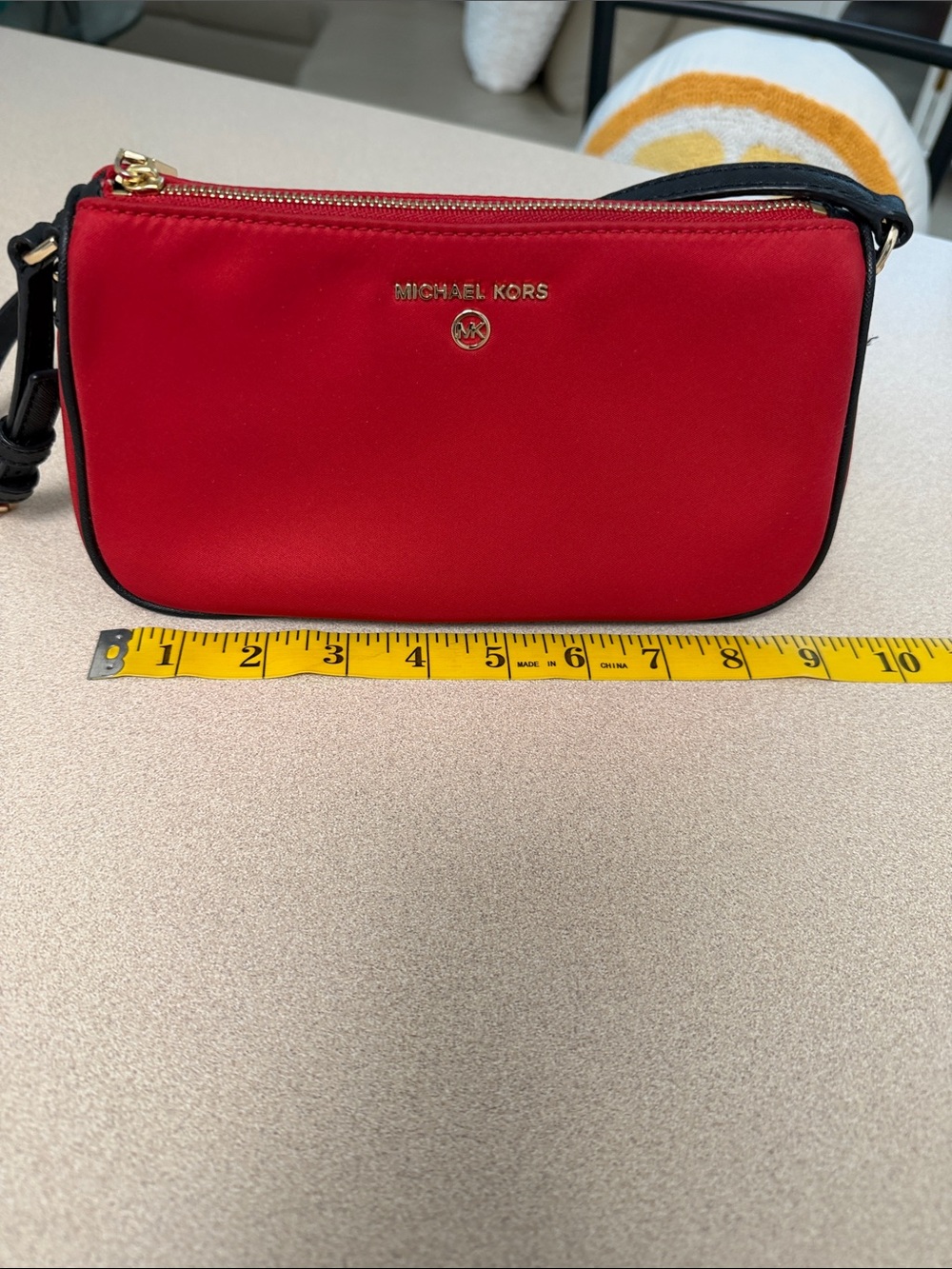 Michael Kors Red Satin shoulder bag with Black Trim